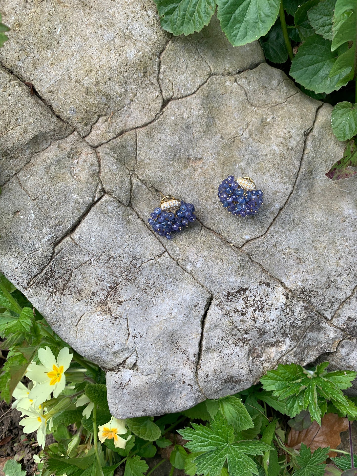 Vintage Diamond and Tanzanite Berry Earrings