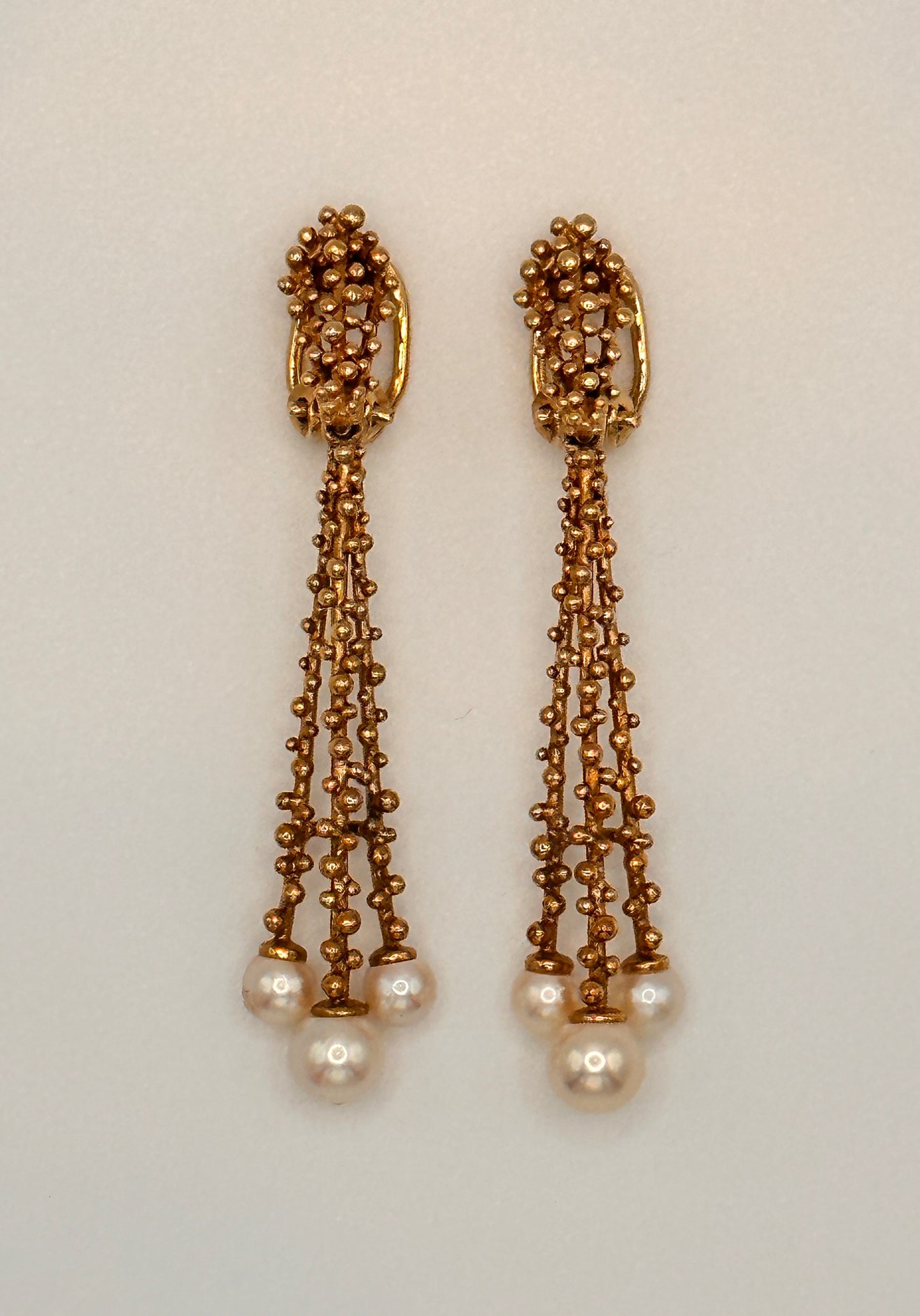 Vintage Gold Earrings with Pearl Drops