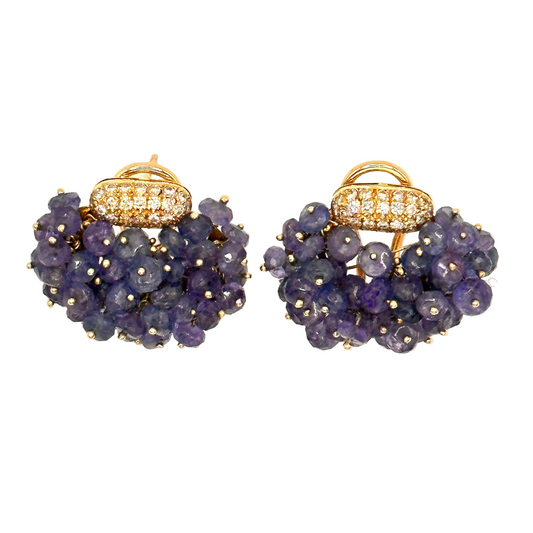 Vintage Diamond and Tanzanite Berry Earrings