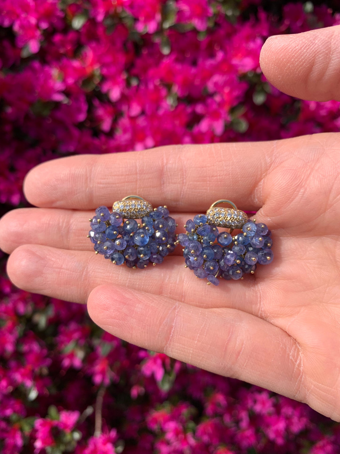 Vintage Diamond and Tanzanite Berry Earrings