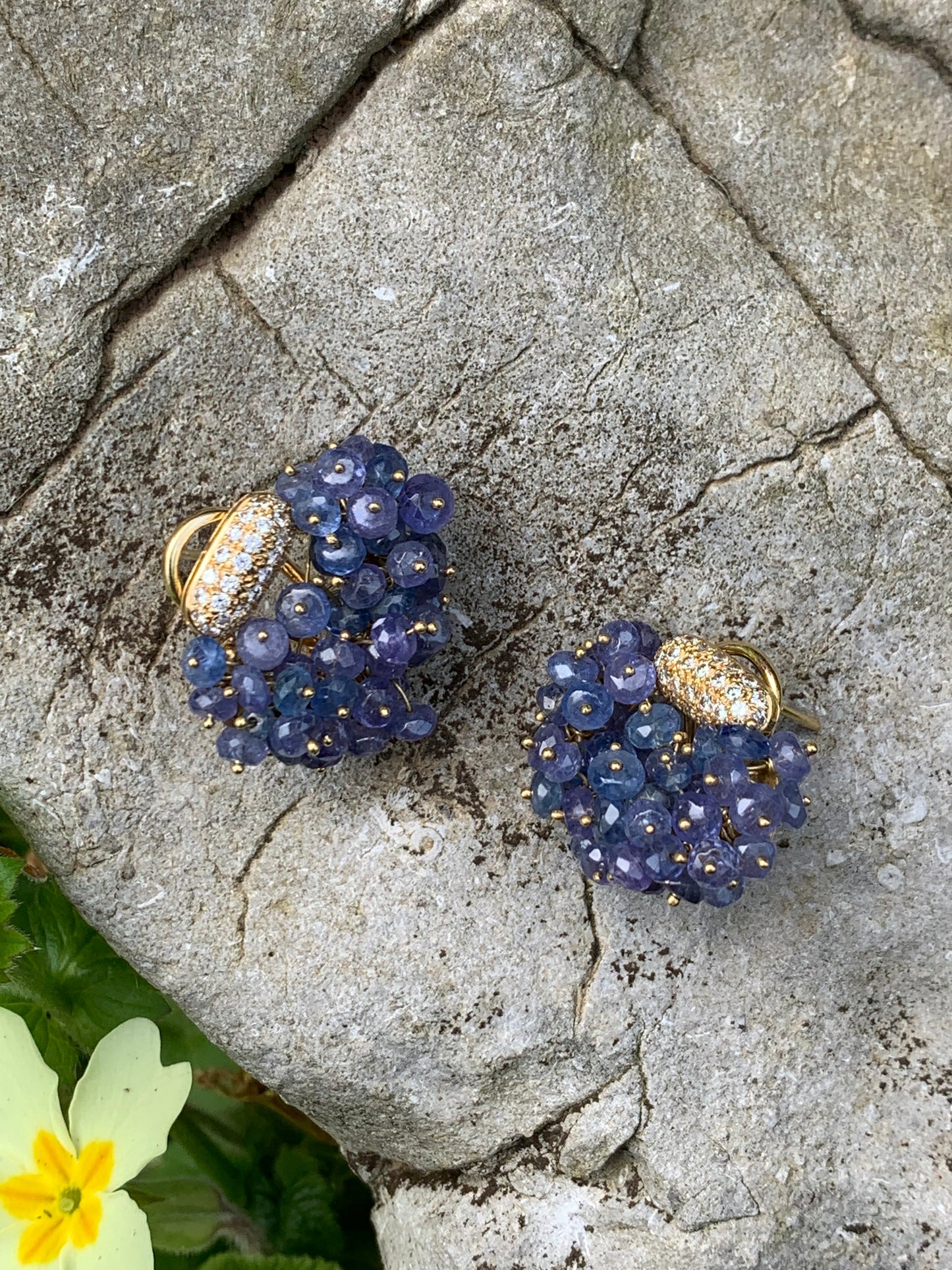 Vintage Diamond and Tanzanite Berry Earrings