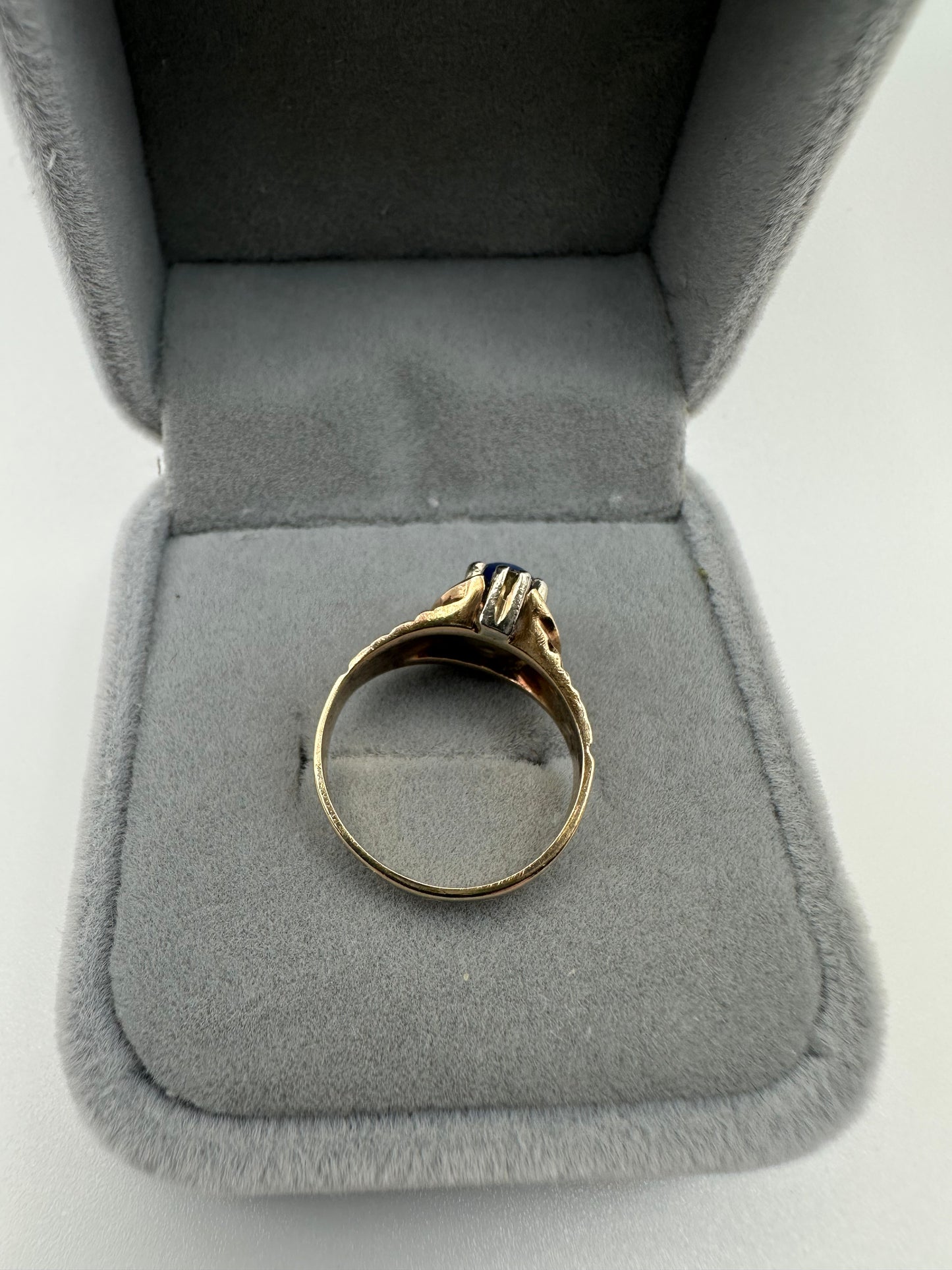 Vintage Celestial Ring with Synthetic Star Sapphire & White Topaz
