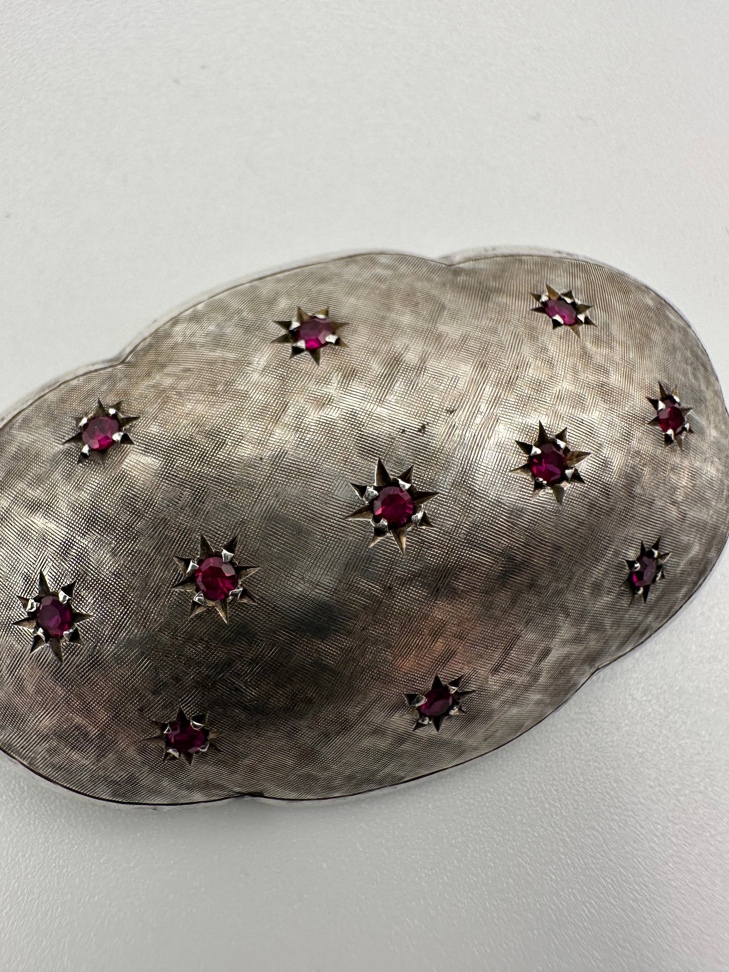 Vintage Silver and Ruby Cloud Shaped Brooch