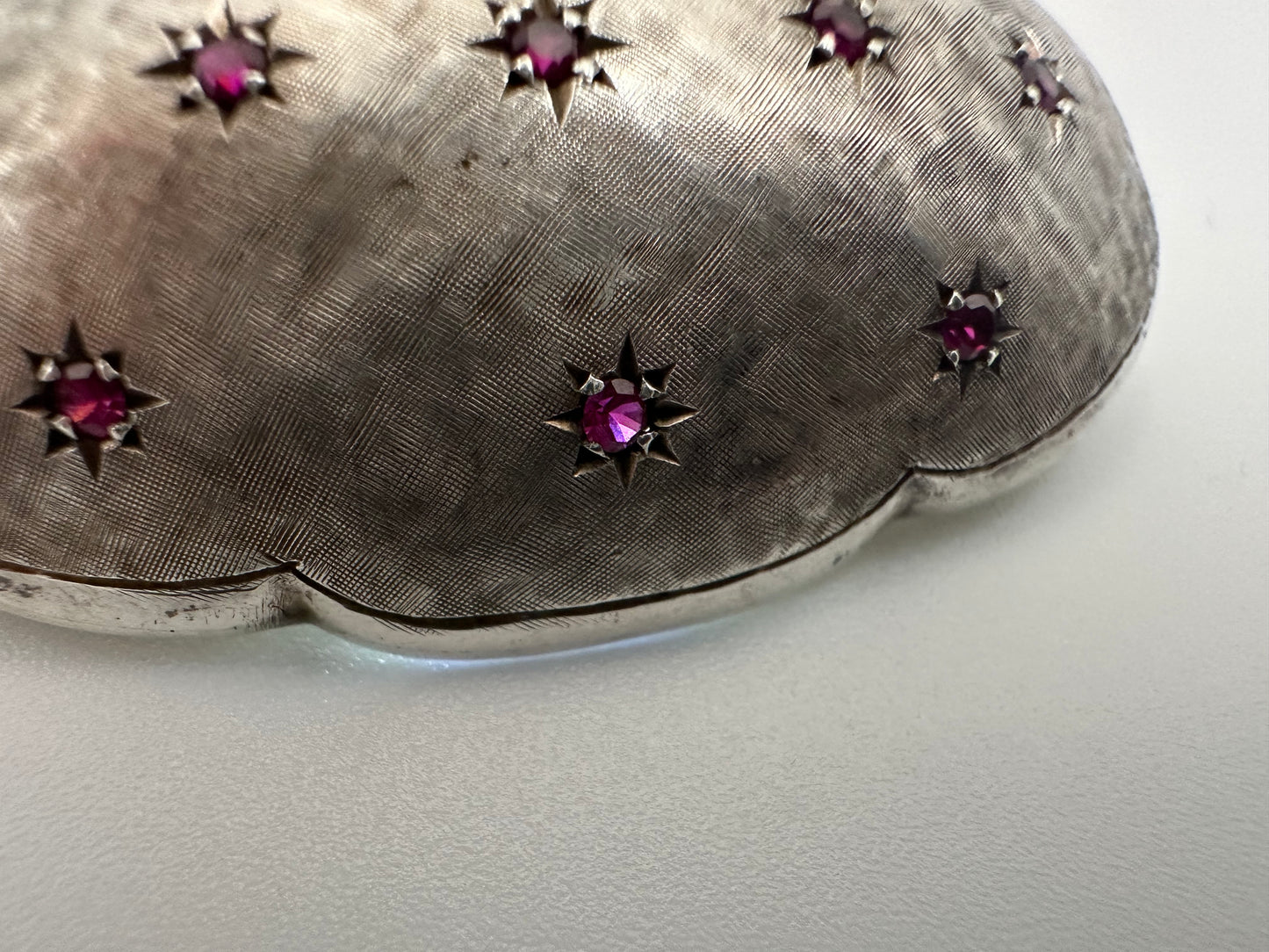 Vintage Silver and Ruby Cloud Shaped Brooch