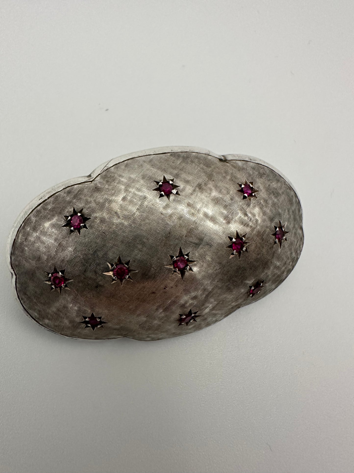 Vintage Silver and Ruby Cloud Shaped Brooch