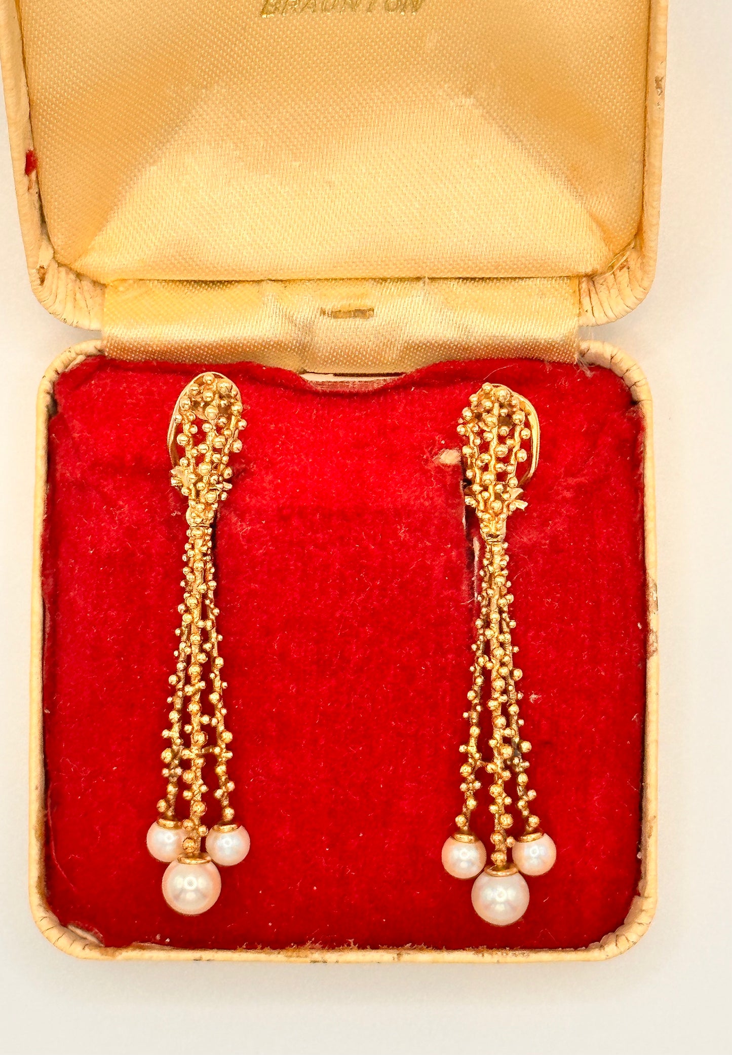 Vintage Gold Earrings with Pearl Drops