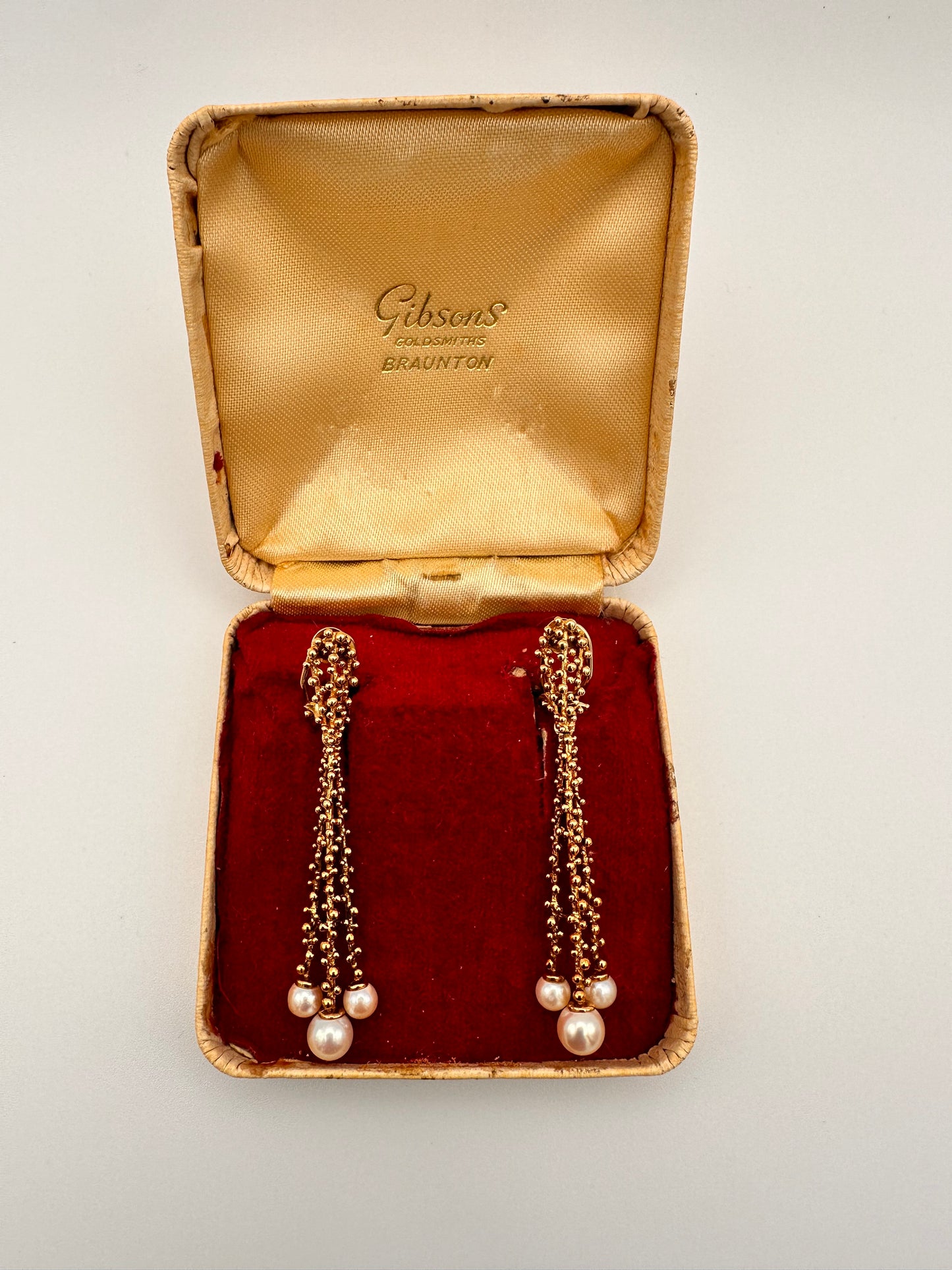 Vintage Gold Earrings with Pearl Drops